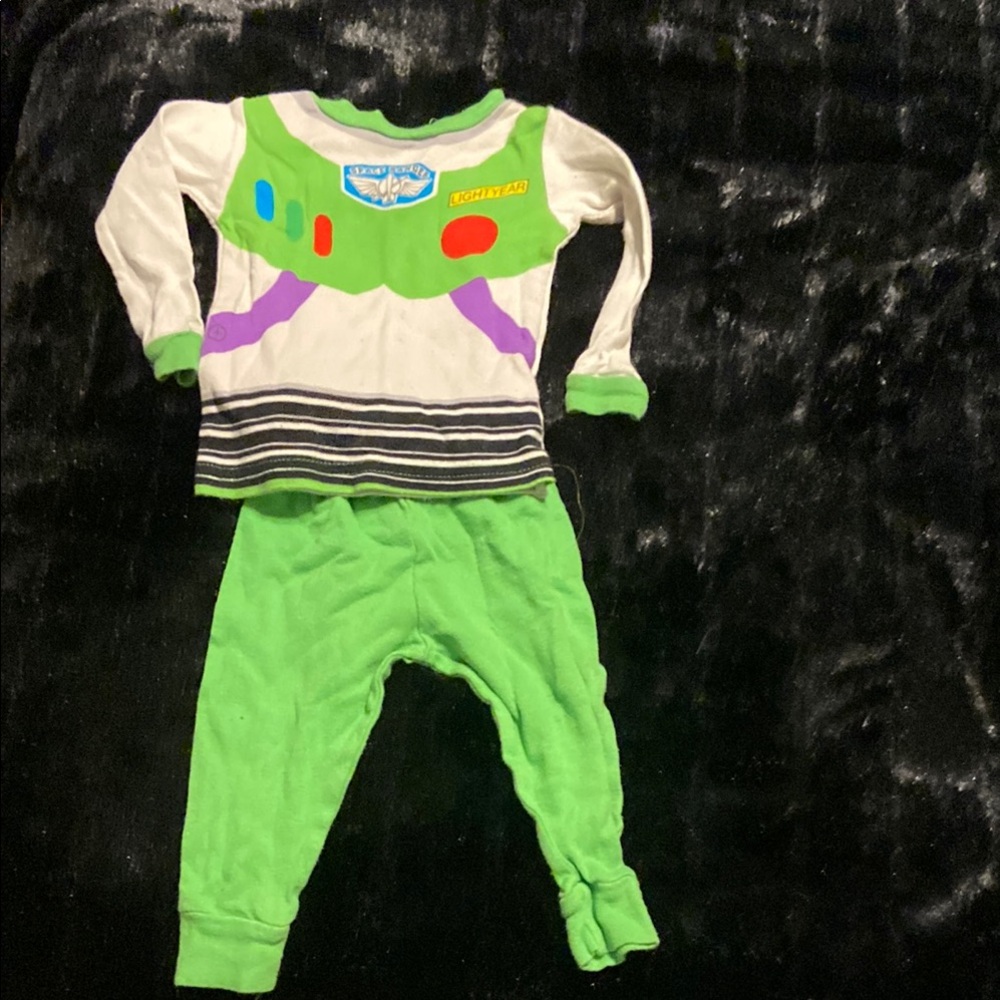 Green and White Space-Themed Pajama Set